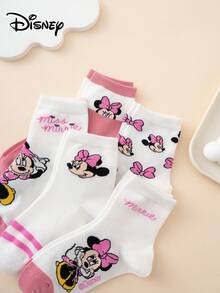 Disney 5双可爱卡通米妮图案船袜，彩色提花设计，透气，四季皆宜，欧美尺码，日常穿着舒适 - 彩色 - 查看 4