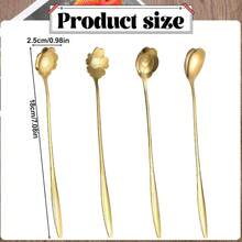 4 Pcs Flower Spoon Coffee Teaspoon ''' Flower Coffee Spoon Drink Stirring Spoon Stir Bar Spoon Long Handle Spoon Retro Dessert Demitasse Espresso Spoons Coffee Tea Dessert - 金色 - 查看 2