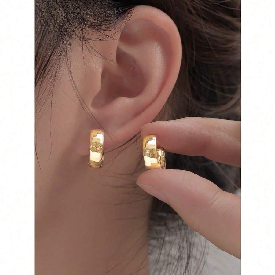 1Pcs Minimalist Hoop Earrings - Vàng - Xem 1