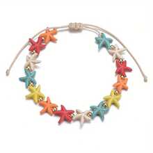 Ocean Style Candy Color Beaded Braided Turtle Starfish Beach Waterproof Wax Thread Anklet - XY-3473 - 查看 2