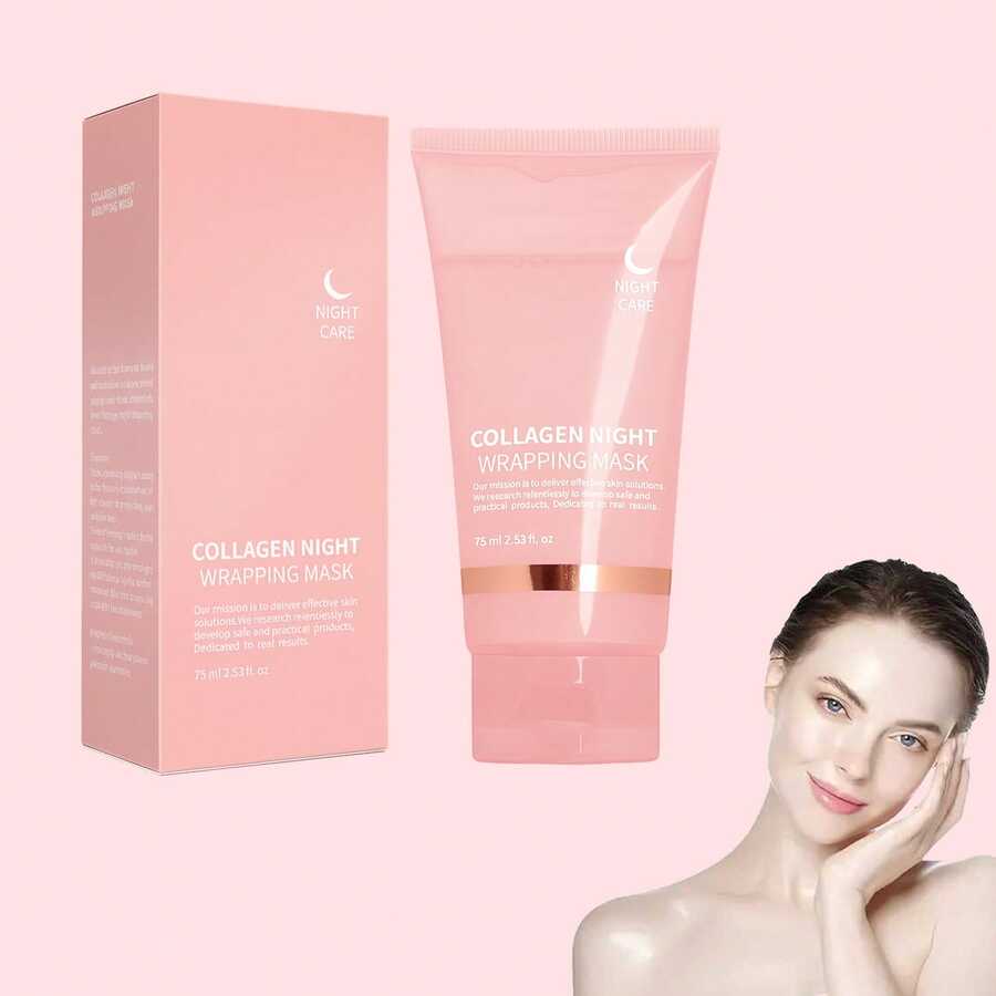 Mascarilla Facial Peel Off de Colágeno Nocturna Hidratante Repara Remueve - Rosa - Ver 1