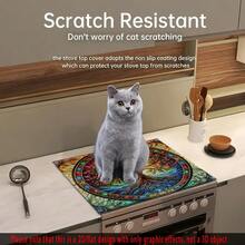 1pc Tree Of Life Stained Glass Art Design Rubber Stove Cover Protector, 28.3 X 20.5 Inch, Vibrant Tree & Floral Patterns In Blue, Green, Red & Orange, Durable & Easy To Clean, Perfect For Kitchens, Studios & Home Decor, Heat-Resistant Up - 52cm*72cm/20,47in*28,35in - Xem 5