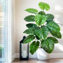 Lá hoa loa kèn/lá táo nhân tạo chất lượng cao, lá Monstera, kích thước 60-130cm/51.1in, cây cảnh sống động như thật, thích hợp trang trí nhà cửa, văn phòng trong dịp lễ. - Màu xanh Ô liu - Xem 5