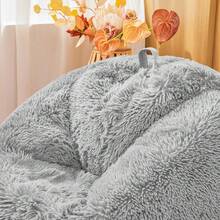 Fluffy Fuzzy Plush Gray Bean Bag Chair Covers – Soft Furry Shaggy Gray Bean Bag Chair Cover For  Girl, Stuffed Animals Bean Bag Storage, No Filler, 38"X38"X40",23856453 - 藍白色 - 查看 5