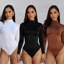 Women's Suplex Body Kit Long Sleeve High Neck Cacharrel Second Skin Premium Fashion Bory Bore - Bộ C 3/Thân xe - Xem 5