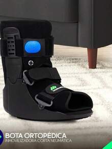 Bota Ortopédica Walker Neumática Corta Válvula de Aire Lesiones de Tobillo Soporte Ajustable y Recuperación Rápida Suela Balancín y Confort Anatómico Postquirúrgica - Negro - Ver 7