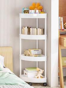 1pc Multi-Functional Plastic Storage Rack, Triangular Corner Shelf, Multi-Tier Floor-Standing Rack For Kitchen, Bathroom, Shower, Living Room, Bedroom Cosmetic Storage, Portable Wall-Mounted Corner Shelf Bathroom - Multicolor - View 7