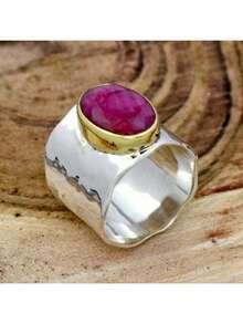 Vintage Band Ring With Inlaid Red Resin, Multiple Sizes Available, Suitable For Men And Women Daily Wear - Multicolor - View 8