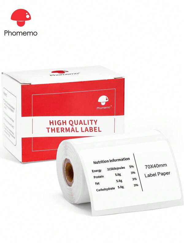 Phomemo Rolo de papel para etiquetas térmicas Phomemo, 1 peça, etiqueta quadrada branca, 2,75" x 1,57" (70 * 40 mm), 180 etiquetas/rolo, etiqueta térmica Phomemo M220/M250/M200/M221/M260, papel para etiquetas autoadesivo branco multiuso, adequado para endereço, remessa, pequenas empresas e muito mais