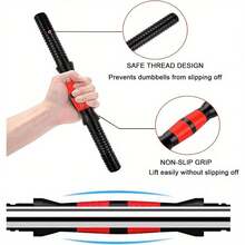 ALLINLIFE Dumbbell Bar, Length 50 Cm, Diameter 25 Cm, With Non-Slip Handle And Fastening Net - 36cm CON EXTENSOR - Xem 8
