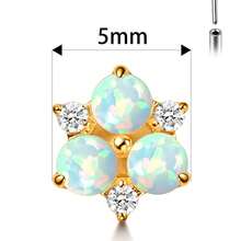 Giga 1PC ASTM F136 Titanium Flower CZ Opal Cartilage Earring 16G Threadless Helix Tragus Stud Nose Lip Flat Back Labret Piercing Women Jewelry Earring Studs Classic
