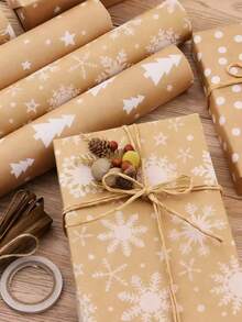 3M 300cm*43cm Natürliches Kraftpapier Vintage Weihnachtsbaum Geschenkpapier, DIY Geschenkdekoration, Weihnachten Valentinstag