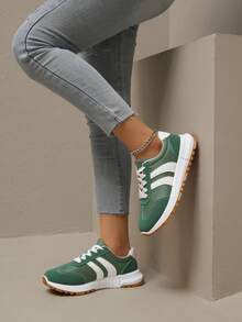 Chaussures de sport légères à lacets pour femmes, baskets décontractées en tissu patchwork, respirantes et à la mode, chaussures de randonnée polyvalentes et à la mode.