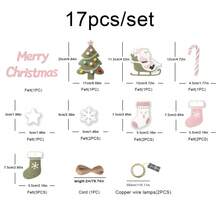 圣诞彩灯背景墙派对装饰圣诞树圣诞快乐字母主题许愿袜珍珠绒球挂饰横幅套装 - 彩色 - 查看 7