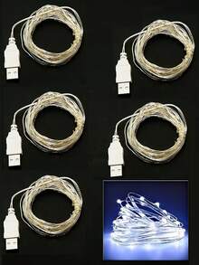 Fairy Lights USB Plug, Silver Wire Lights Starry Lights, Holiday Decoration Lights, DIY Party Wedding, Warm White/White, 3.3ft 10LEDs, 9.8ft 30LEDs, 16.4ft 50LEDs, 32.8ft 100LEDs, 66ft 200LEDs