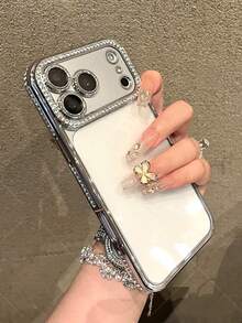 Luxury Rhinestone Electroplated Silver Phone Case Compatible With Iphone 17 Pro Max/17 Pro/17 Air/17, Soft Shell, Minimalist New Design - Silver + Lens Film for IPhone 17 Series - View 3