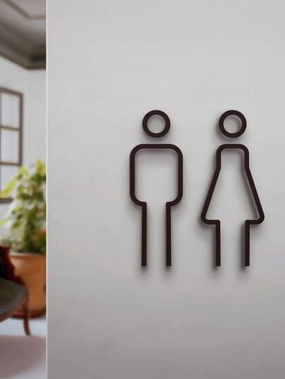 3D Stereoscopic Icon Restroom Sign, Acrylic Male & Female Bathroom Wall Sticker, Toilet Door Plate Indicator, Suitable For Hotel And Homestay Bathroom Installation