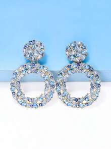 Juran Circle Drop Earrings - 淺藍色 - 查看 1