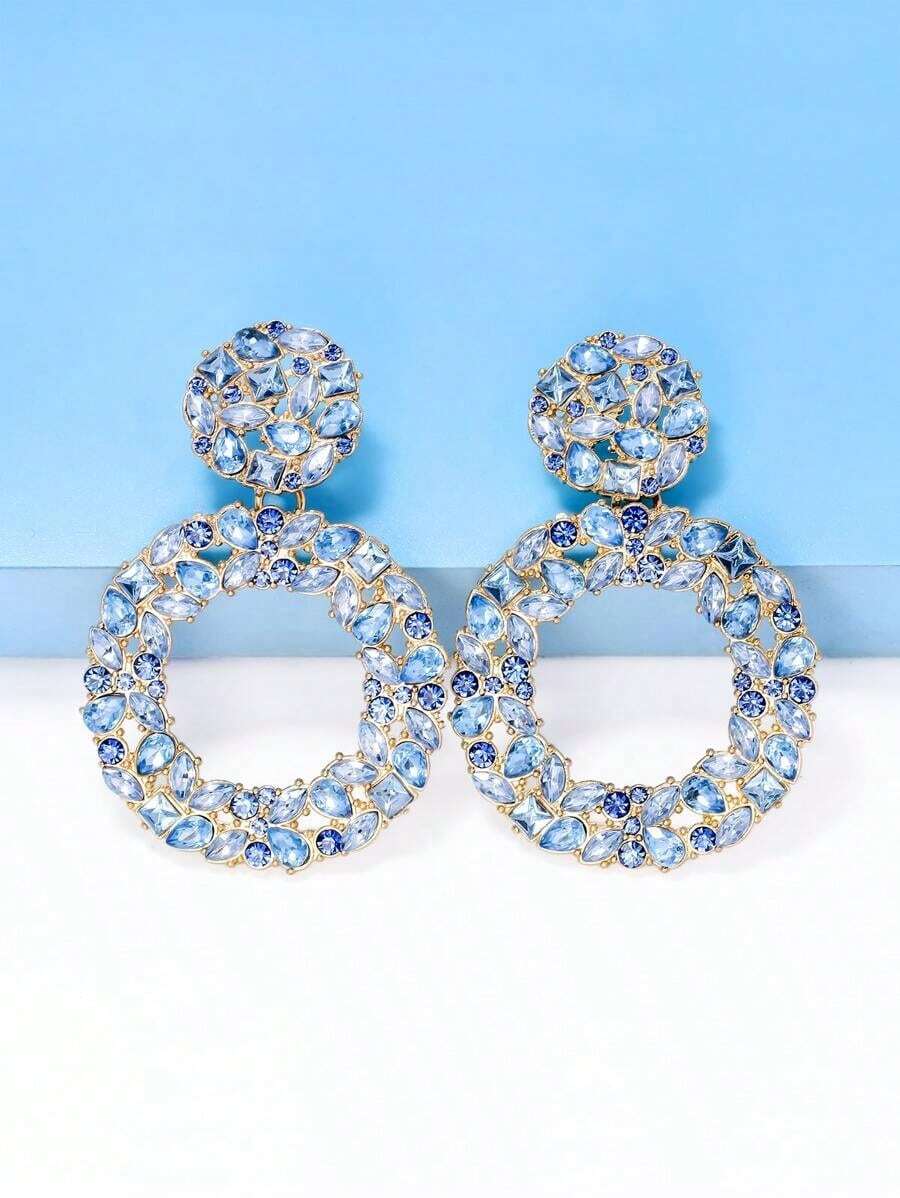 Juran Circle Drop Earrings - 淺藍色 - 查看 1