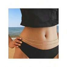 Women's Waist Chain Set Of 2 - Charming Body Accessories | Gold Adjustable Belly Chain, Beach Music Festival Party Outfit - Vàng - Xem 6