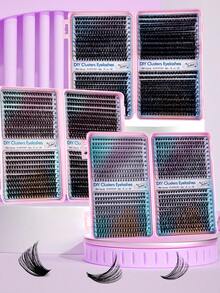 800Pcs D Volume Segmented Eyelash Clusters, 10D+20D+30D+40D+50D+60D+80D+100D Mixed Dense Black Natural Fluffy Single Cluster Eyelash DIY At Home, Large Volume Beginners Can Also Wear Easily, Long Lasting Chic, Comfortable To Use, Individual Eyelash Extensions For Parties, Parties, Travel And Other Occasions, Mixed Lengths Of (9-16 MM) Lash Clusters, Eyelash Clusters, Individual Eyelashes, Lashes, Fake Lashes