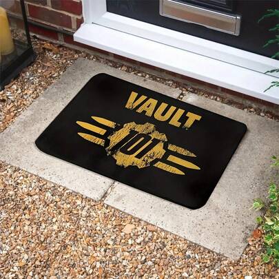 Fallout Vault 101 Welcome Doormat, Machine Washable Non-Slip Polyester Indoor Outdoor Entrance Mat, Home Decor Rug For Front Door, Kitchen, Porch - Rectangle Game Mat