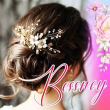 QY- Gold Bridal Hair Comb Crystal Flower Hair Pieces Rhinestone Wedding Hair Accessories For Women -6108 - 如圖 - 查看 3