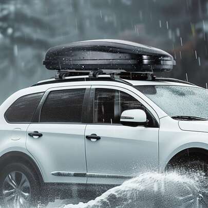 Rooftop Cargo Carrier, 8 Cubic Feet Roof Cargo Box, ABS Hard Shell Roof Box, With Dual-Sided Opening And 2 Reinforced Straps, Aerodynamic, Suitable For Most Crossbar, For Car, Wagon, SUV, Black