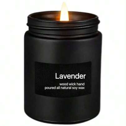 Matte Black Large Candle, Lavender/Sandalwood/Cedar/Jasmine/Red Rose Scented, Smokeless Soy Wax, Frosted Glass Cup, Suitable For Men & Women, Creative Gift, Fragrance Candle, Applicable For Dining Room, Bedroom, Bathroom, Study, Christmas, Thanksgiving, Christmas Eve, Mother's Day, Birthday And Other Occasions, Ideal Home Decor Gift