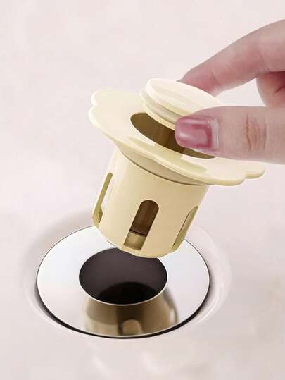 1 pièce Bouchon de drain de lavabo anti-bouchage (diamètre universel 3,3 cm-4 cm), bouchon de drain de baignoire à ressort, bouchon de drain de sol à pression en plastique, filtre de drain de lavabo, collecteur de cheveux d'égout domestique, filtre à déchets alimentaires de restaurant et de cuisine, accessoires et gadgets de salle de bain / articles essentiels de salle de bain pour la maison