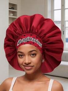 1顶缎面睡帽，个性化十二星座图案缎面宽檐弹力睡帽，缎面发帽（随机印花图案）睡帽，夏季沙滩 - 紅色點點SM87 - 查看 14