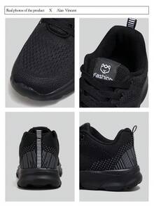 Alan Vincent[Free Returns And Exchanges][Local Delivery][Quick Arrival]Ladies' New Casual Sports Shoes  Women's Shoes Breathable Fashionable Women's Shoes Black Sneakers Light And Cute Suitable For Running And Fitness Box Packaging - 黑色 - 查看 2