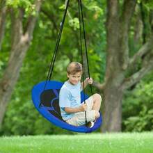 100cm Giant Nest Web Rope Hanging Tree Kids Swing Seat Round Backyard Playground - Blue - View 3