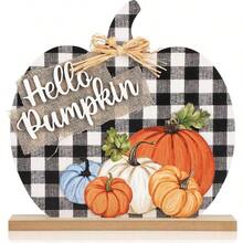 3 Pcs Fall Pumpkin Decor Wooden Table Sign Thankful Grateful Tabletop Autumn Farmhouse Vintage Thanksgiving Harvest Party Rustic Home Room Table Shelf Halloween Decorations