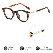 男士时尚金属框架眼镜，个性化防蓝光透明镜片休闲眼镜配件，适合所有季节 - 彩色 - 查看 8