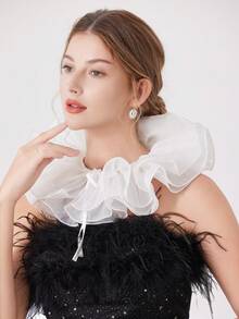 1pc Exaggerated Ruffled Detachable Mesh Collar For Women,Festival,Travel,Disco,Graduation Outfit - Multicolor - View 13