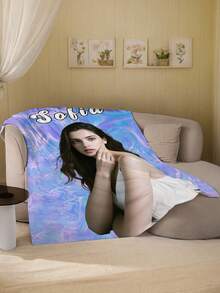 1 Bed With Customized Name Blanket, Personalized Bedding Blanket With Name, Personalized Throwing Blanket, Cute Flower Bookshelf Blanket, Comfortable Blanket, Family Gift, Birthday Gift, Christmas Gift, Personalized Gift, Gift For Friends, Gift For Boys And Girls