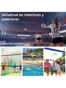 DOTISA Red de Voleibol Profesional: Red de Voleibol Portatil Resistente de 32 x 3 pies con Bolsa de Transporte,para ParaInterior,Exterior,Partido,Playa,Alberca ﻿ - 1 - Ver 2