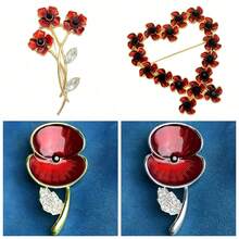 Strass-Kristall-Diamant-Mohn-Blumen-Brosche, Anstecknadel für den Remembrance Day in Großbritannien, Weihnachtsgeschenk