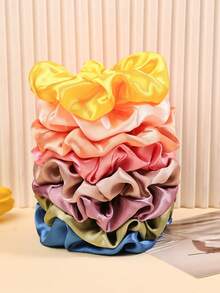 8pcs/Set Multicolor Women's Simple Versatile Decorative Scrunchies, Various Solid Colors Matching Eyeshadow Palette Shades,Gifts,Travel,Gifts For Women,Hair Stuff,Stocking Stuffers