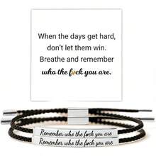 Pulsera de tubo Let Them para mujer, pulsera de motivación de autoestima, ajustable, cuerda trenzada hecha a mano, pulsera grabada, de acero inoxidable para mi hija, joyería inspiradora regalo para - Rosa y plata rudos - Ver 17
