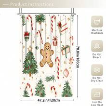 1/3/4pcs Wite Gingerbread For Man Christmas Tree Crutch Candy Shower Curtain Bathroom Set, Waterproof And Wear-Resistant Accessories,With 12 Hooks - Includes Toilet Seat Cover, Bath Mats, And Rugs - Non-Slip Polyester Fabric - Washable - Perfect For Holiday Decor,Home/Bedroom/House/Western Decor, - Multicolor - View 17