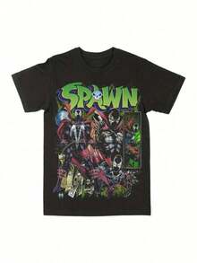 Men's Spawn Graphic T-Shirt - Black Cotton Casual Round Neck Short Sleeve Tee With Bold Colorful Comic Print, Lightweight & Breathable For Casual Attire, Casual Wear Tee |   Spawn Character Shirt |   Digital Print Design - 黑色 - 查看 8