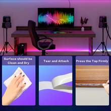 Tira de luz LED de 3 pies a 100 pies para decoración del hogar, equipada con control remoto de 44 teclas y control por aplicación, con temporizador y atenuación sincronizada con música, luz RGB de cambio de color adecuada para decoración de dormitorio, vacaciones, decoración de habitación, decoraciones de pared - luz policromática - Ver 10