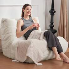 Bean Bag Chair Big Sofa Beanbag Chair For Adults Fireside Chair Bean Bag Lounger With Memory Foam Filled For Home,Apartment Or Gaming Venue (White Plush),23856593 - White - View 5