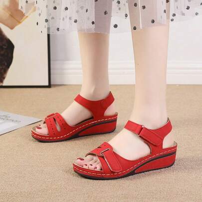 Sandalias sencillas y cómodas para mujer, de suela plana, suela gruesa, talla grande, con una sola tira.