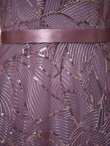 女士新款圆领亮片蕾丝腰带优雅A字晚礼服婚纱春季 - 淺灰紫 - 查看 10