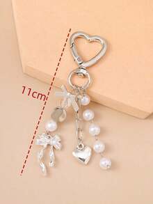 1pc Unisex Faux Pearl Bow Keychain Pendant, Beach Series Friends, Chain Accessory - 多色 4 - 查看 8
