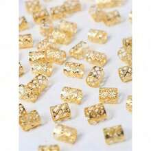 60pcs Gold Dreadlock Beads, Punk Street Hip Hop Festival Women Hair Accessories, Braided Hair Clips, Dreadlock Decorations, Halloween Costume Hair Accessories - 金色 - 查看 10