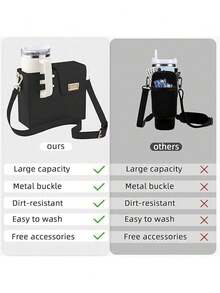 Depósito de agua portátil, adecuado para actividades al aire libre, con depósito de agua y bolsa para botellas tipo cruz. - Negro - Ver 8